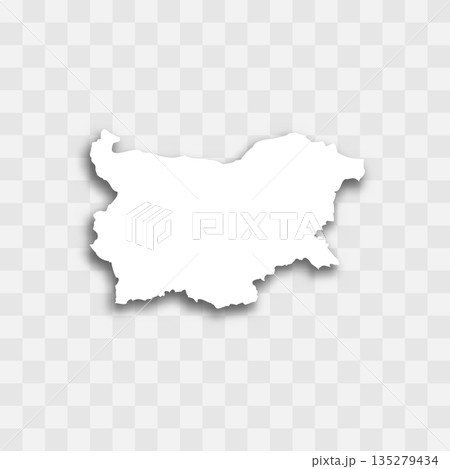 Bulgaria high detailed vector representation of country silhouette. White color on transparent background with dropped shadow. For educational, decorative, or informational use. 135279434
