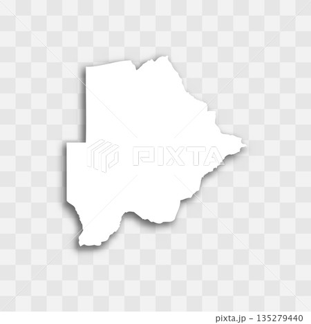 Botswana high detailed vector representation of country silhouette. White color on transparent background with dropped shadow. For educational, decorative, or informational use. 135279440