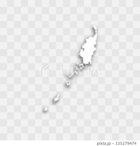 Palau high detailed vector representation of country silhouette. White color on transparent background with dropped shadow. For educational, decorative, or informational use. 135279474