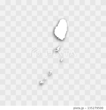 Saint Vincent and the Grenadines high detailed vector representation of country silhouette. White color on transparent background with dropped shadow. For educational, decorative, or informational use 135279500