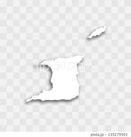 undefinedTrinidad and Tobago high detailed vector representation of country silhouette. White color on transparent background with dropped shadow. For educational, decorative, or informational use. 135279501