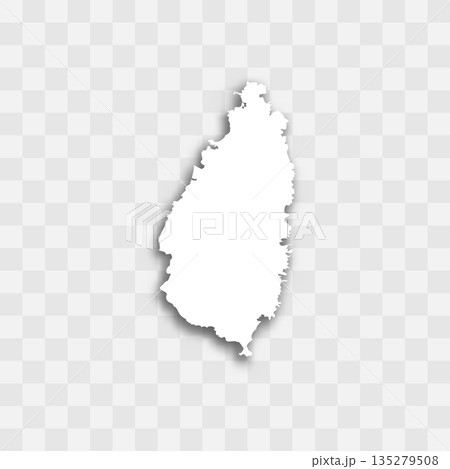 Saint Lucia high detailed vector representation of country silhouette. White color on transparent background with dropped shadow. For educational, decorative, or informational use. 135279508