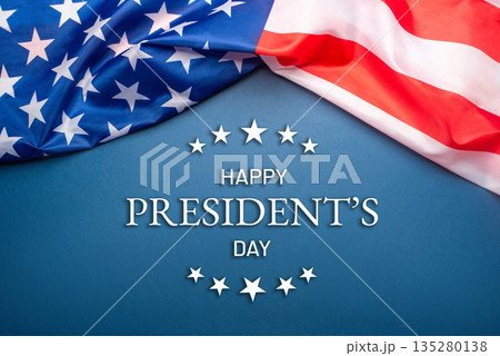 Blue background with American flag. 135280138