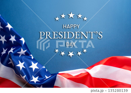 Blue background with American flag. Blue background with American flag. 135280139