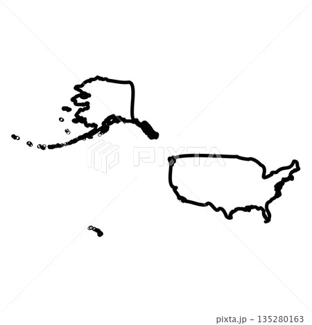 United States of America, USA - solid black outline border map of country area. Simple flat vector illustration. 135280163