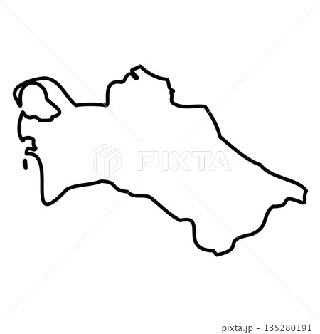 Turkmenistan - solid black outline border map of country area. Simple flat vector illustration. 135280191