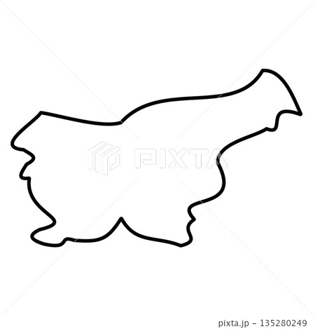 Slovenia - solid black outline border map of country area. Simple flat vector illustration. 135280249