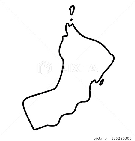 Oman - solid black outline border map of country area. Simple flat vector illustration. Oman - solid black outline border map of country area. Simple flat vector illustration. 135280300