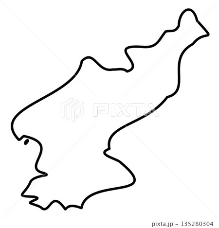 North Korea, Democratic Peoples Republic of Korea, DPRK - solid black outline border map of country area. Simple flat vector illustration. 135280304