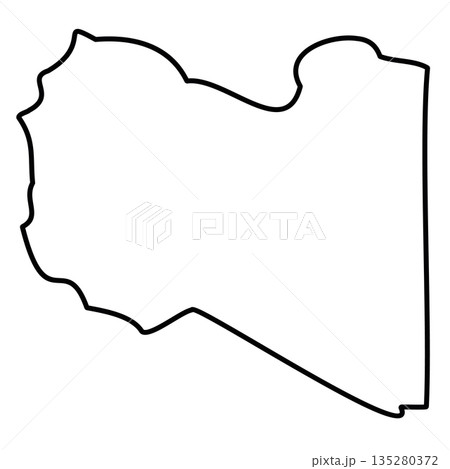 Libya - solid black outline border map of country area. Simple flat vector illustration. Libya - solid black outline border map of country area. Simple flat vector illustration. 135280372