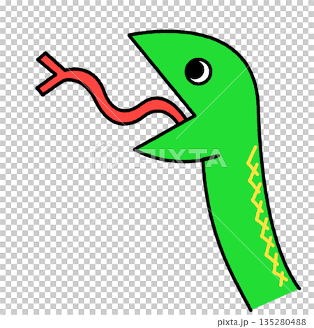 一幅滑稽又可愛的插圖，描繪了一條蛇吐舌頭的情景。 135280488