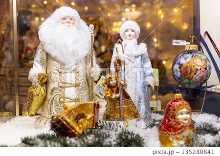 Traditional Christmas souvenir nutcrackers sold on Christmas market 135280841