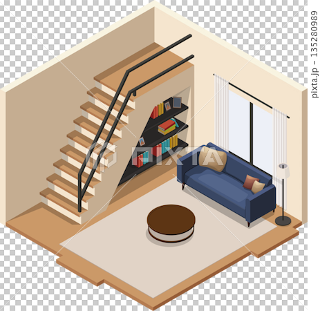 Isometric contemporary living room interior 135280989