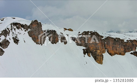 Snow mountain range landscape with clouds Alps 135281080