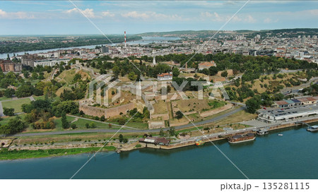 Kalemegdan fort in Belgrade Serbia and Save river Kalemegdan fort in Belgrade Serbia and Save river 135281115