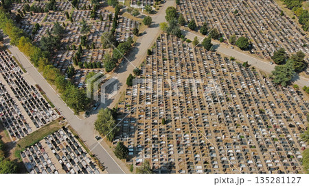 Densely packed cemetery graveyard Densely packed cemetery graveyard 135281127