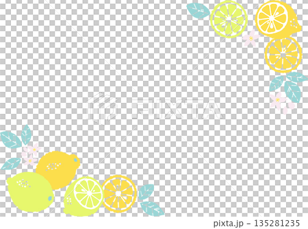 Retro style simple and pop lemon illustration corner 135281235