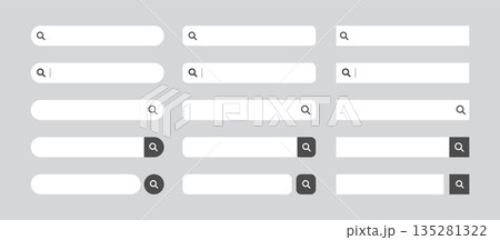 検索窓・検索バーのイラスト素材 セット 白黒 Search bar illustration set 検索窓・検索バーのイラスト素材 セット 白黒 Search bar illustration set 135281322