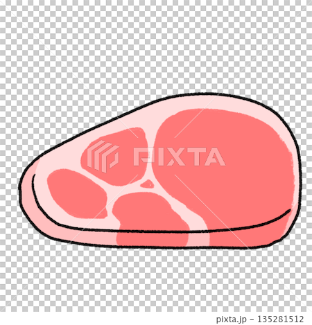 肉のシンプルかわいいイラスト 135281512