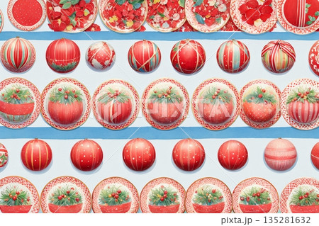 画面いっぱいに並んだ赤いお菓子 画面いっぱいに並んだ赤いお菓子 135281632