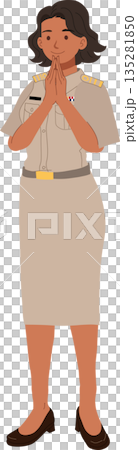 thai government officer female character performing traditional wai greeting illustration thai government officer female character performing traditional wai greeting illustration 135281850