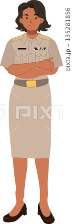 woman civil servant standing confidently official uniform 135281856
