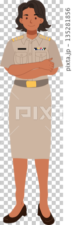 woman civil servant standing confidently official uniform 135281856