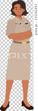 female government officer in official uniform standing confidently 135281857