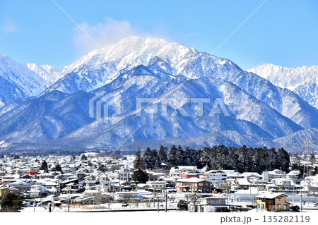 長野県大町市大町より蓮華岳方面を望む(長野県大町市)【2026.1】 135282119