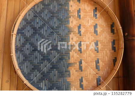 Blue Natural Bamboo Woven Wall Basket Decoration Blue Natural Bamboo Woven Wall Basket Decoration 135282779
