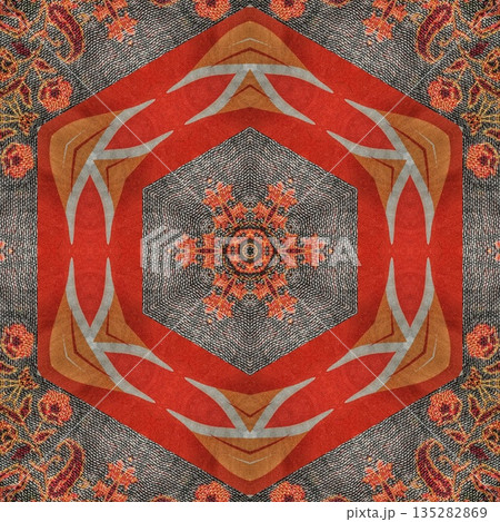 Fusion of mixed Indian, Pakistani, and Turkish embroidery and print, woven into a mesmerizing taste of cultural craftsmanship, celebrating rich heritage with elegance, warmth, and soulful design. 135282869