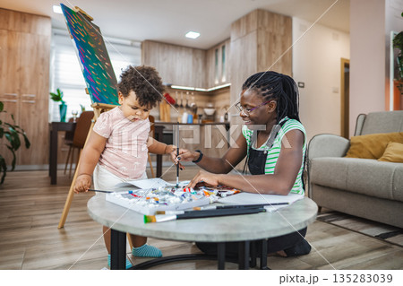 Creative bonding at home: Arts and crafts time with child Creative bonding at home: Arts and crafts time with child 135283039