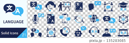 向量語言輪廓圖示集 135283085