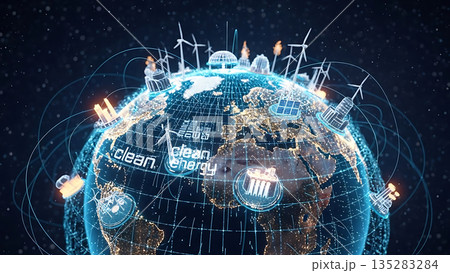 再生可能エネルギー時代の地球 135283284