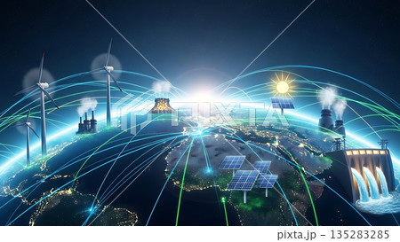 再生可能エネルギー時代の地球 135283285