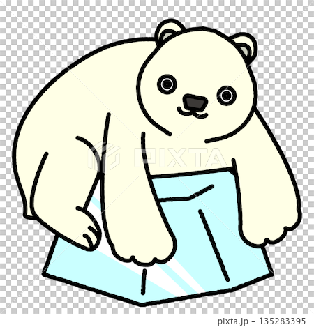 氷の上に乗るシロクマのシンプルでかわいいイラスト 135283395