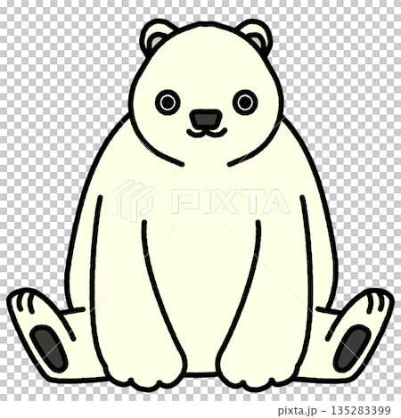 一幅簡單可愛的北極熊正面坐著的插圖 135283399