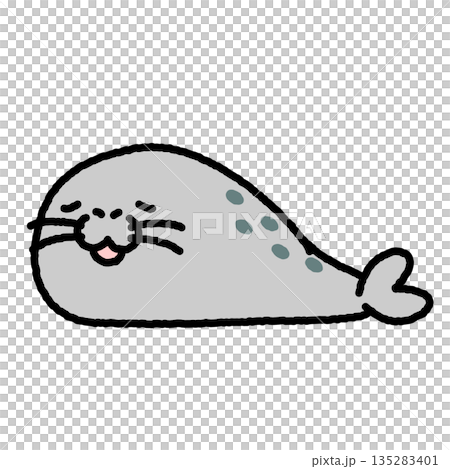 一幅簡單可愛的海豹躺下休息的插圖 135283401