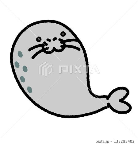 丸くなって休むアザラシのシンプルでかわいいイラスト 丸くなって休むアザラシのシンプルでかわいいイラスト 135283402