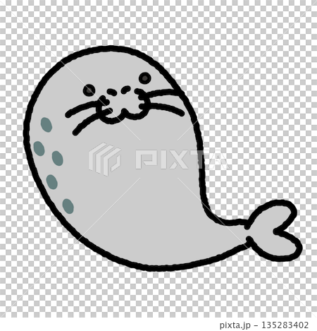 丸くなって休むアザラシのシンプルでかわいいイラスト 丸くなって休むアザラシのシンプルでかわいいイラスト 135283402