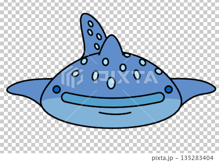 A simple and cute illustration of a whale shark seen from the front A simple and cute illustration of a whale shark seen from the front 135283404