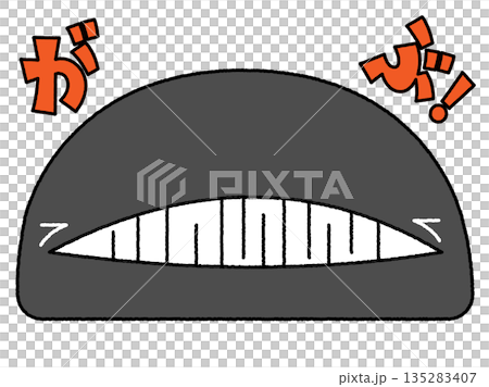 がぶっと口を開けるクジラのコミカルなイラスト 135283407