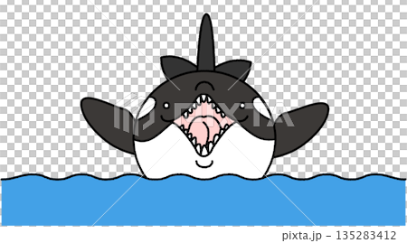 一幅極具震撼力的插圖,描繪了一頭虎鯨躍出水面,張開大嘴的場景。 一幅極具震撼力的插圖,描繪了一頭虎鯨躍出水面,張開大嘴的場景。 135283412