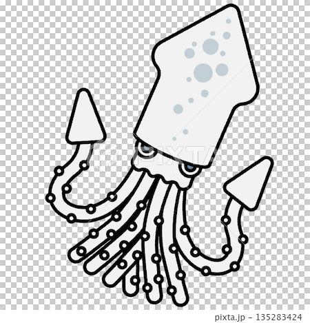 ダイオウイカのシンプルでかわいいイラスト ダイオウイカのシンプルでかわいいイラスト 135283424