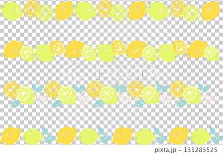 レトロ風のシンプルでポップなレモンのイラスト　ライン 135283525