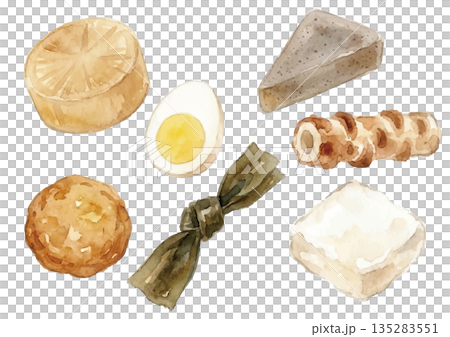 Watercolor style oden illustration 135283551