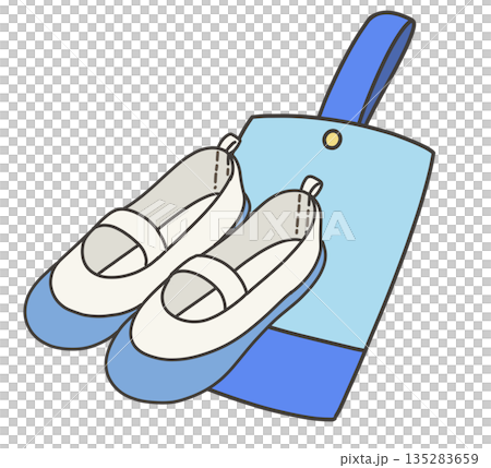 藍色室內鞋和藍色室內鞋袋的插圖 135283659