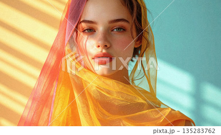 ヴェールに包まれた女性 フィルム風粒子加工 ヴェールに包まれた女性 フィルム風粒子加工 135283762