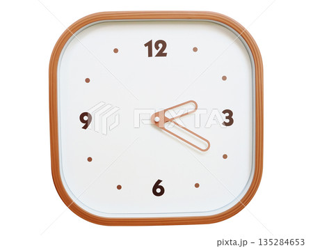 Minimalist wooden square wall clock isolated on white background showing 02:20 or 14:20 Minimalist wooden square wall clock isolated on white background showing 02:20 or 14:20 135284653
