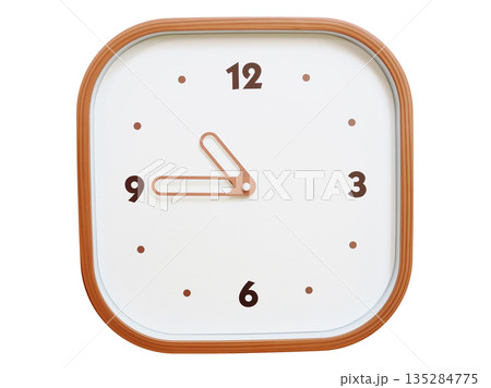 Minimalist wooden square wall clock isolated on white background showing 10:45 or 22:45 Minimalist wooden square wall clock isolated on white background showing 10:45 or 22:45 135284775
